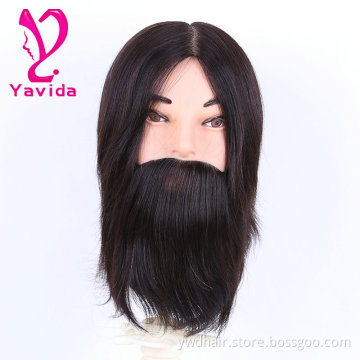 practice head training head for barber with beard Salon mannequin heads cabelo humano natural
